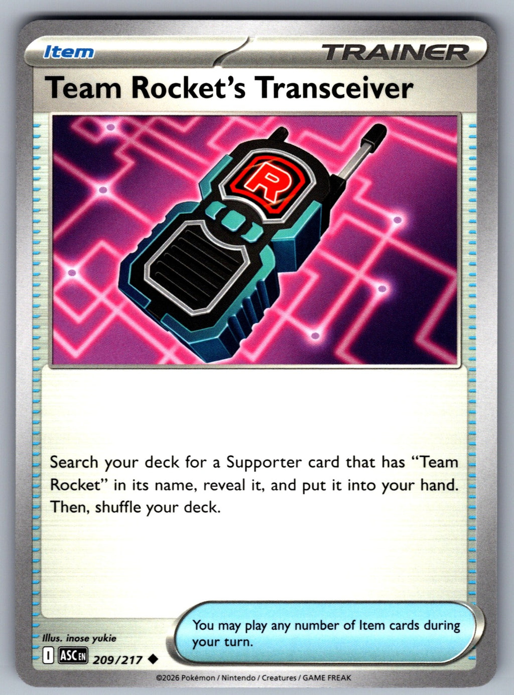 Team Rocket's Transceiver Uncommon ME: Ascended Heroes 209/217 NM 2026
