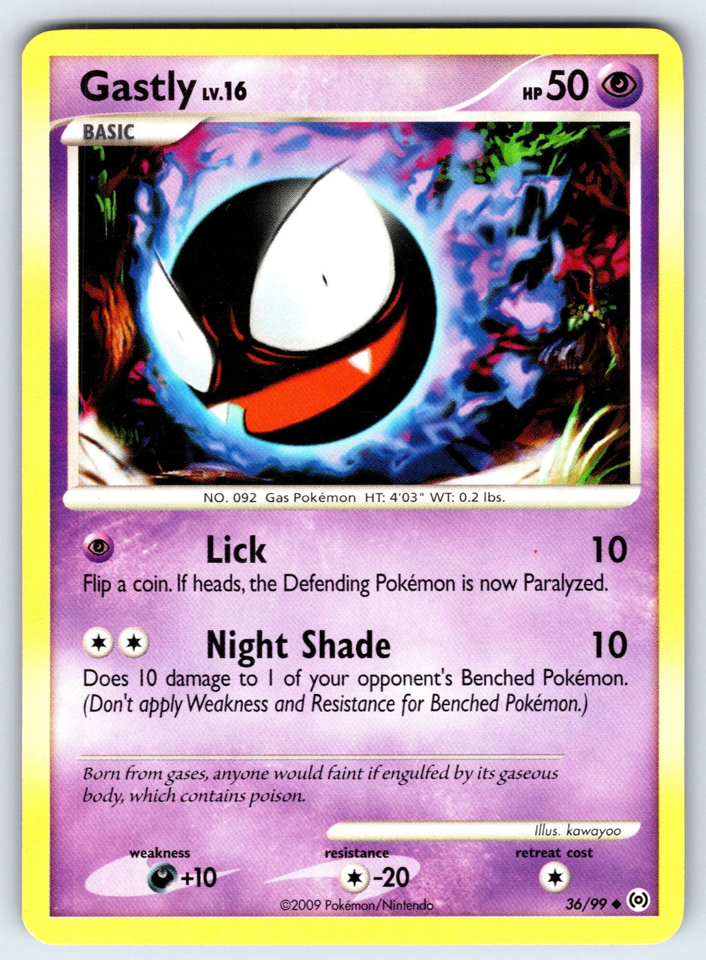 Gastly (36) Uncommon Arceus 36/99 LP 2009