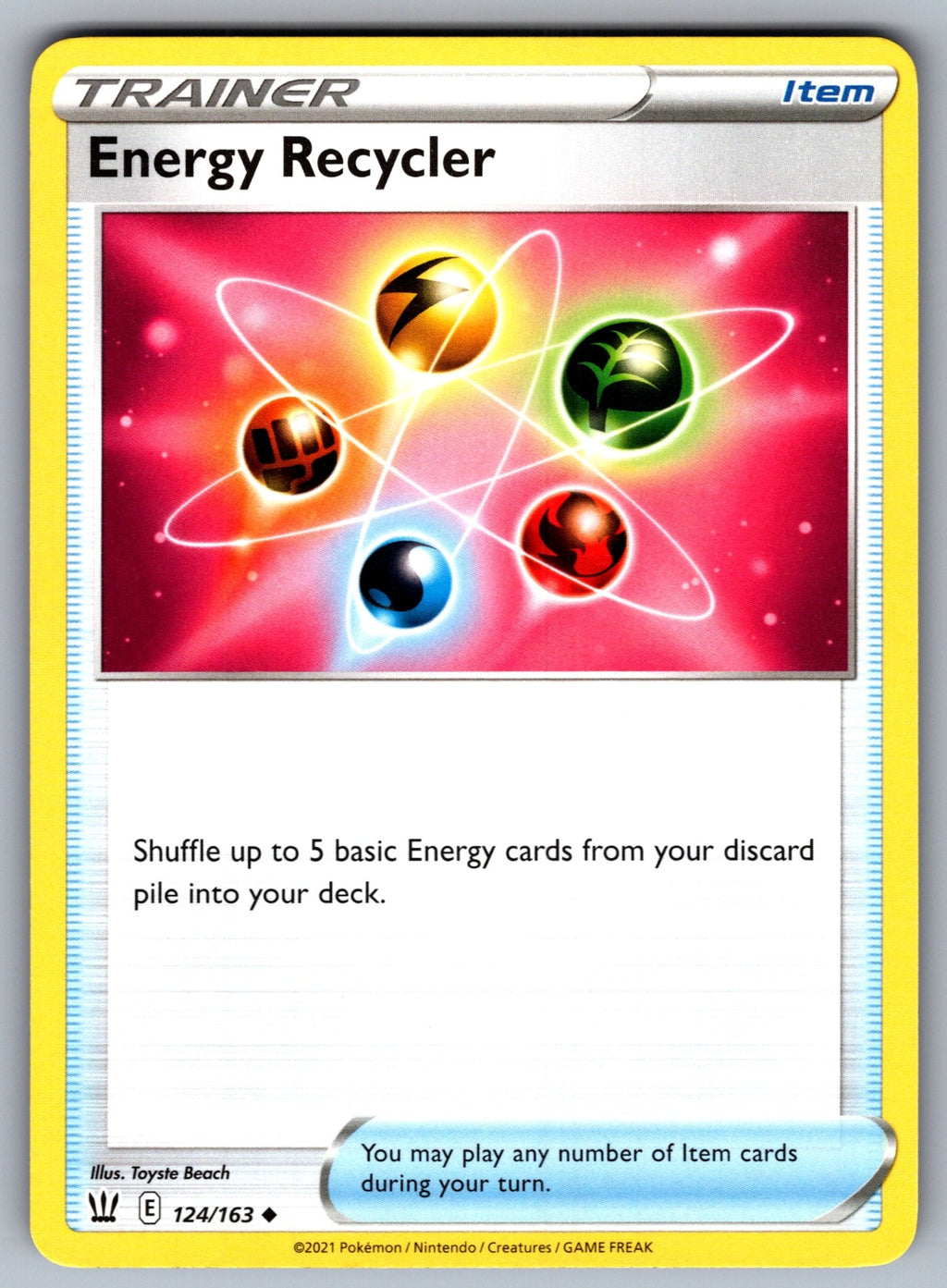 Energy Recycler Uncommon SWSH05: Battle Styles 124/163 NM 2021