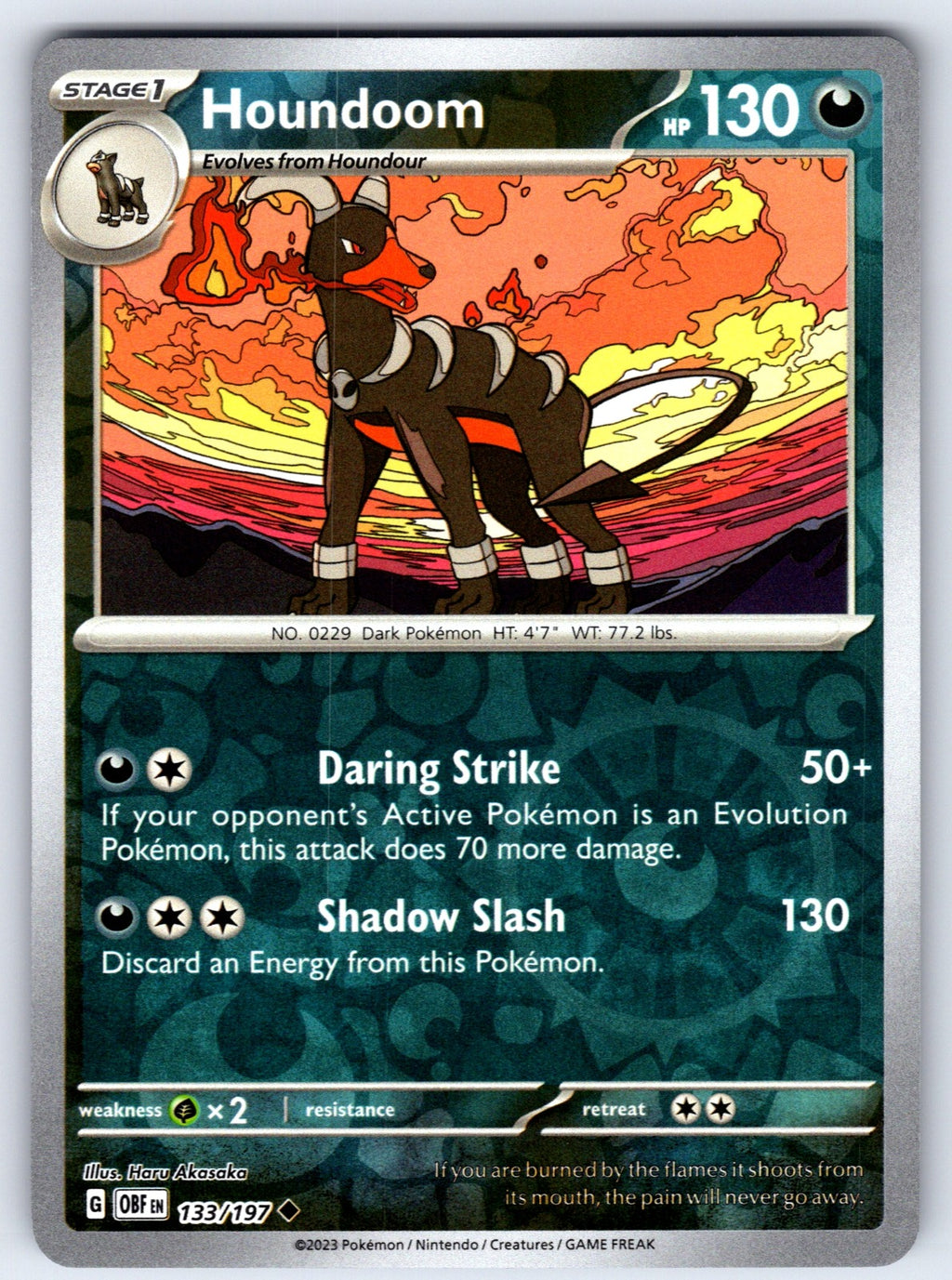 Houndoom Reverse Holo Uncommon SV03: Obsidian Flames 133/197 NM 2023