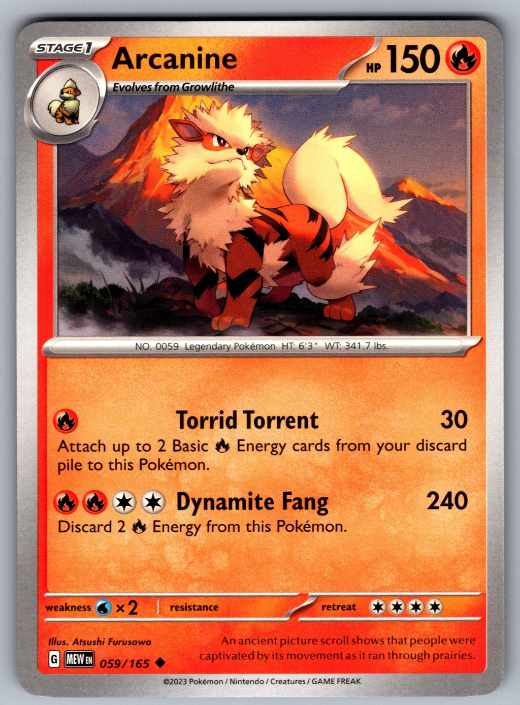 Arcanine Uncommon SV: Scarlet & Violet 151 059/165 NM 2023