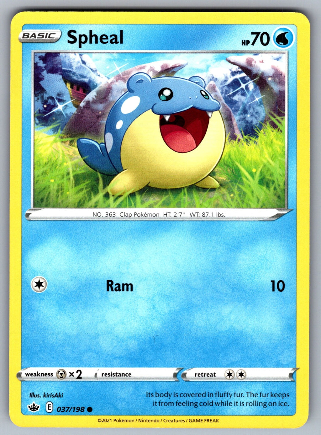Spheal Common SWSH06: Chilling Reign 037/198 NM 2021