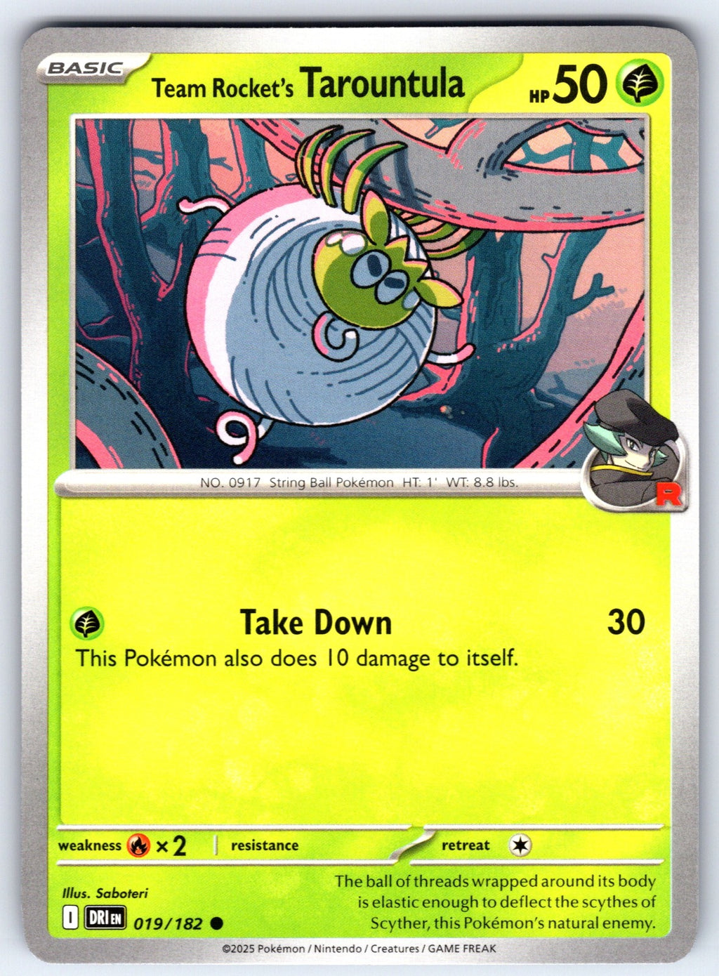 Team Rocket's Tarountula Common SV10: Destined Rivals 019/182 NM 2025