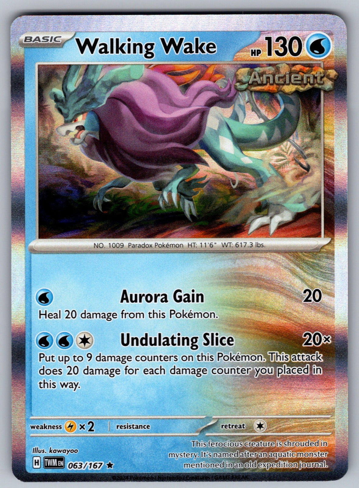 Walking Wake Holo Rare SV06: Twilight Masquerade 063/167 NM 2024