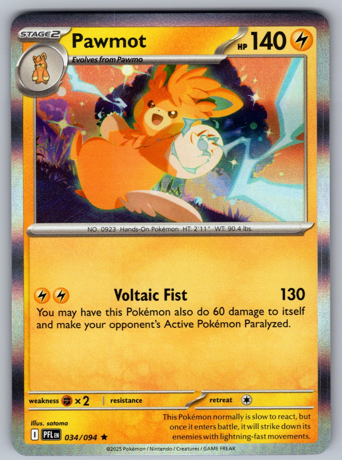 Pawmot Holo Rare ME02: Phantasmal Flames 034/094 NM 2025