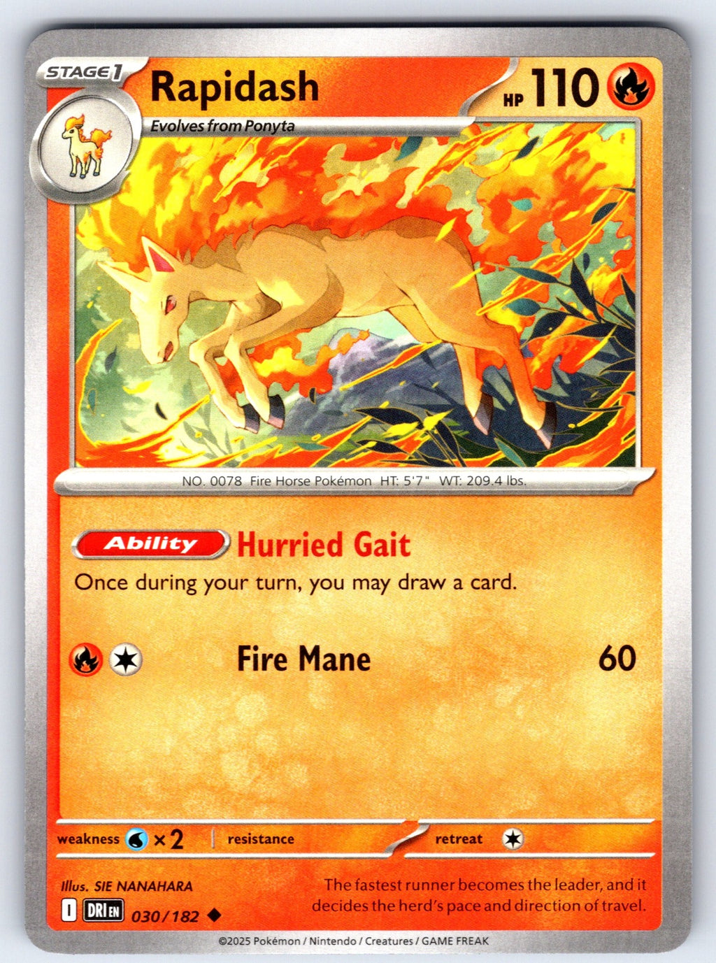 Rapidash Uncommon SV10: Destined Rivals 030/182 NM 2025