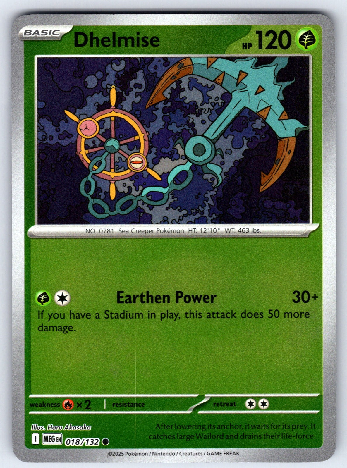 Dhelmise Reverse Holo Common ME01: Mega Evolution 018/132 NM 2025