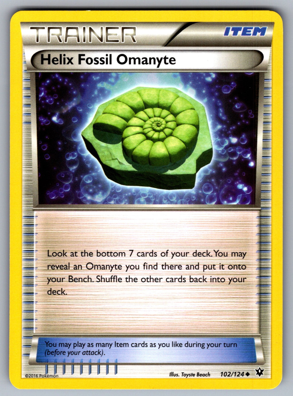Helix Fossil Omanyte Uncommon XY - Fates Collide 102/124 LP 2016