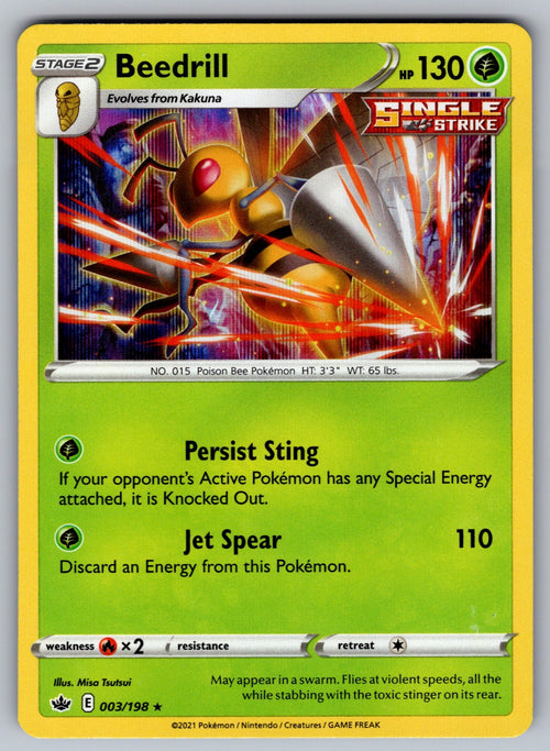 Beedrill Holo Rare SWSH06: Chilling Reign 003/198 NM 2021