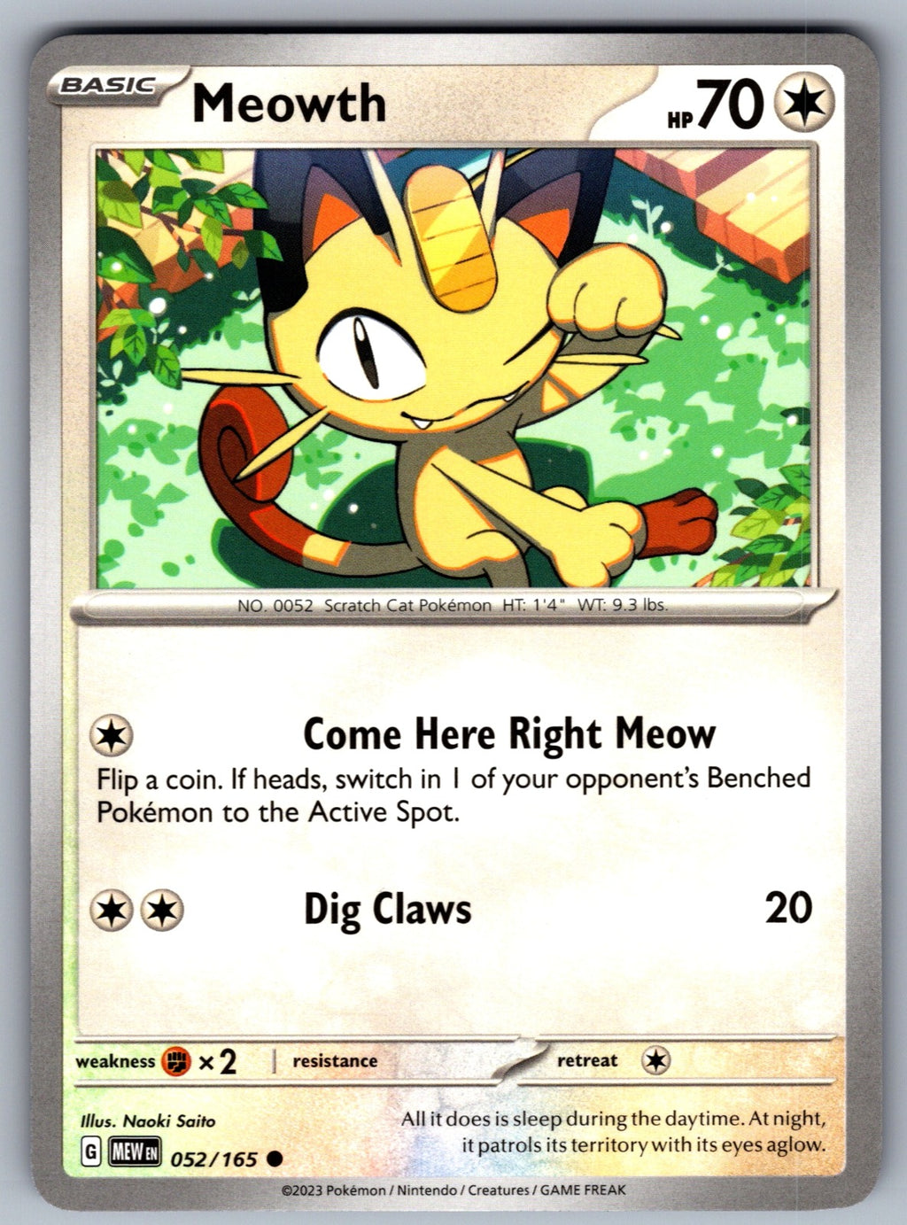 Meowth Common SV: Scarlet & Violet 151 052/165 NM 2023