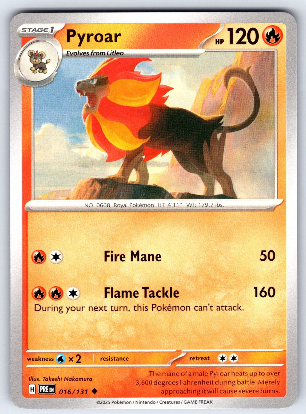 Pyroar Uncommon SV: Prismatic Evolutions 016/131 NM 2025