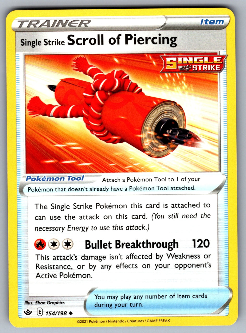 Single Strike Scroll of Piercing Uncommon SWSH06: Chilling Reign 154/198 NM 2021