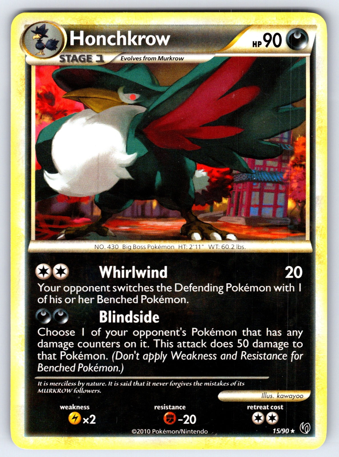 Honchkrow (15) Rare Undaunted 15/90 LP 2010