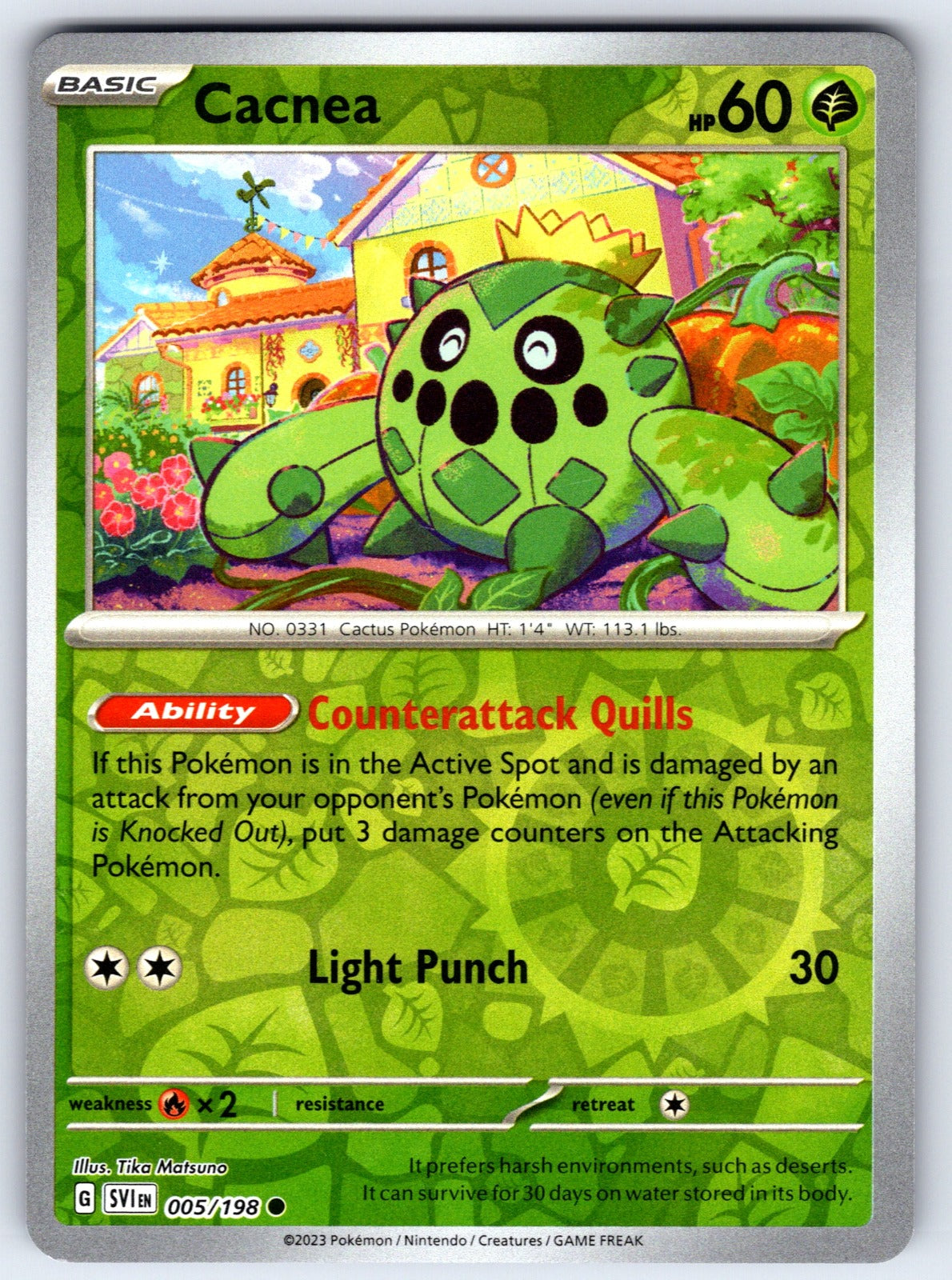 Cacnea Reverse Holo Common SV01: Scarlet & Violet Base Set 005/198 NM 2023