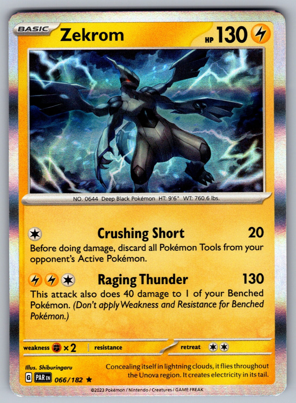 Zekrom Holo Rare SV04: Paradox Rift 066/182 NM 2023