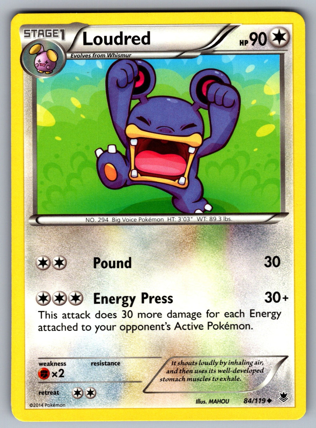 Loudred Uncommon XY - Phantom Forces 84/119 LP 2014
