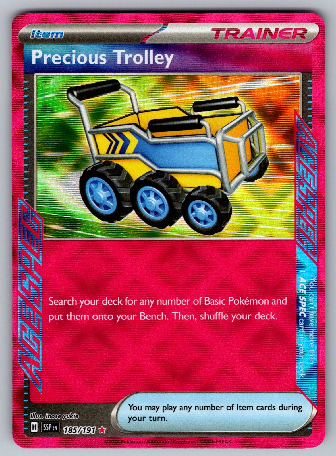 Precious Trolley Holo ACE SPEC Rare SV08: Surging Sparks 185/191 NM 2024