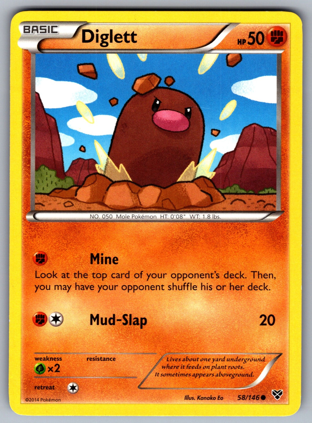 Diglett Common XY Base Set 58/146 LP 2014