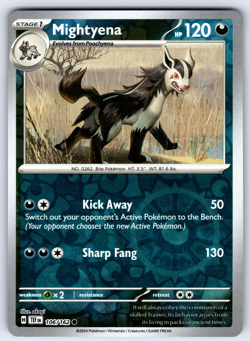 Mightyena Reverse Holo Common SV05: Temporal Forces 106/162 NM 2024