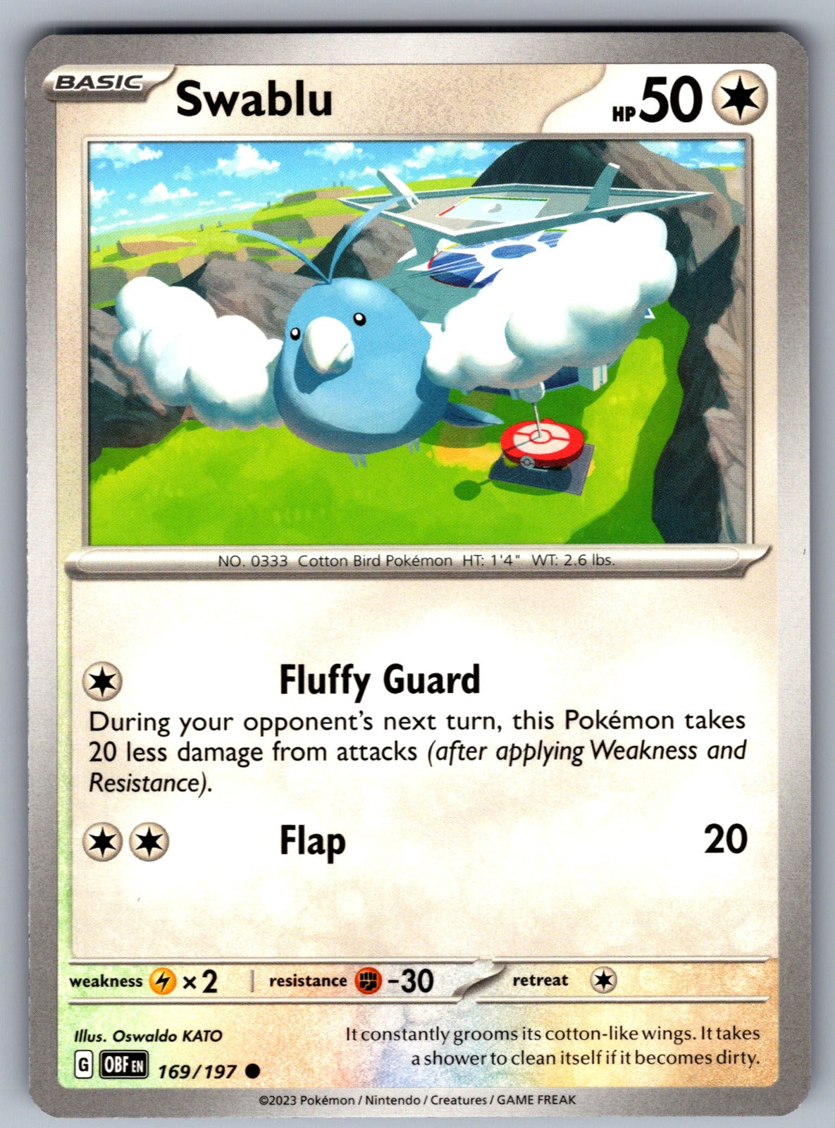 Swablu Common SV03: Obsidian Flames 169/197 NM 2023
