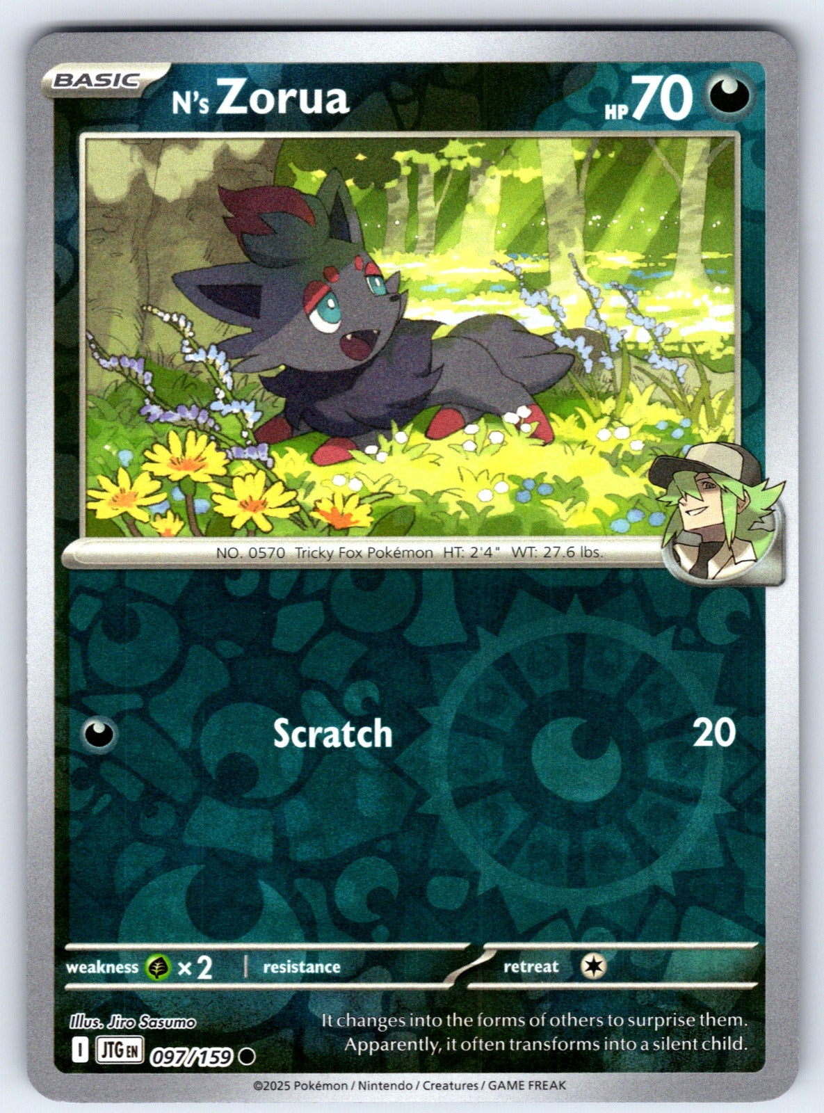 N's Zorua Reverse Holo Common SV09: Journey Together 097/159 NM 2025