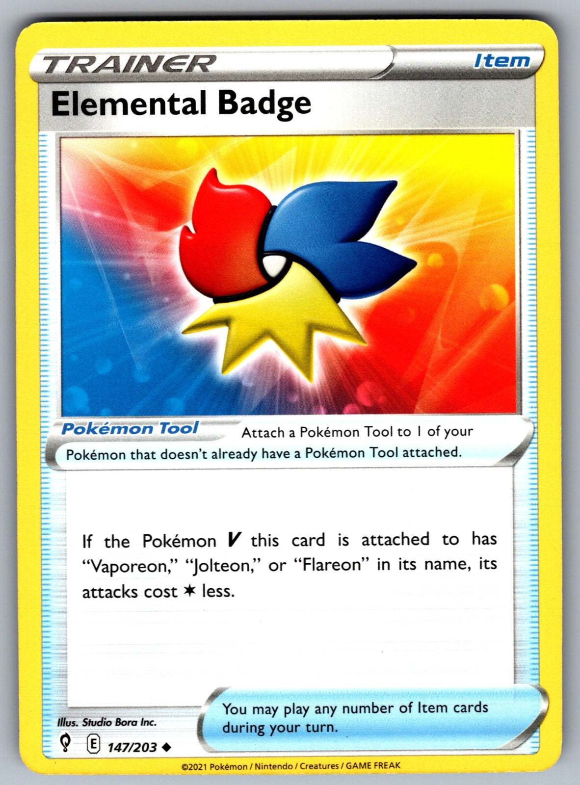 Elemental Badge Uncommon SWSH07: Evolving Skies 147/203 NM 2021