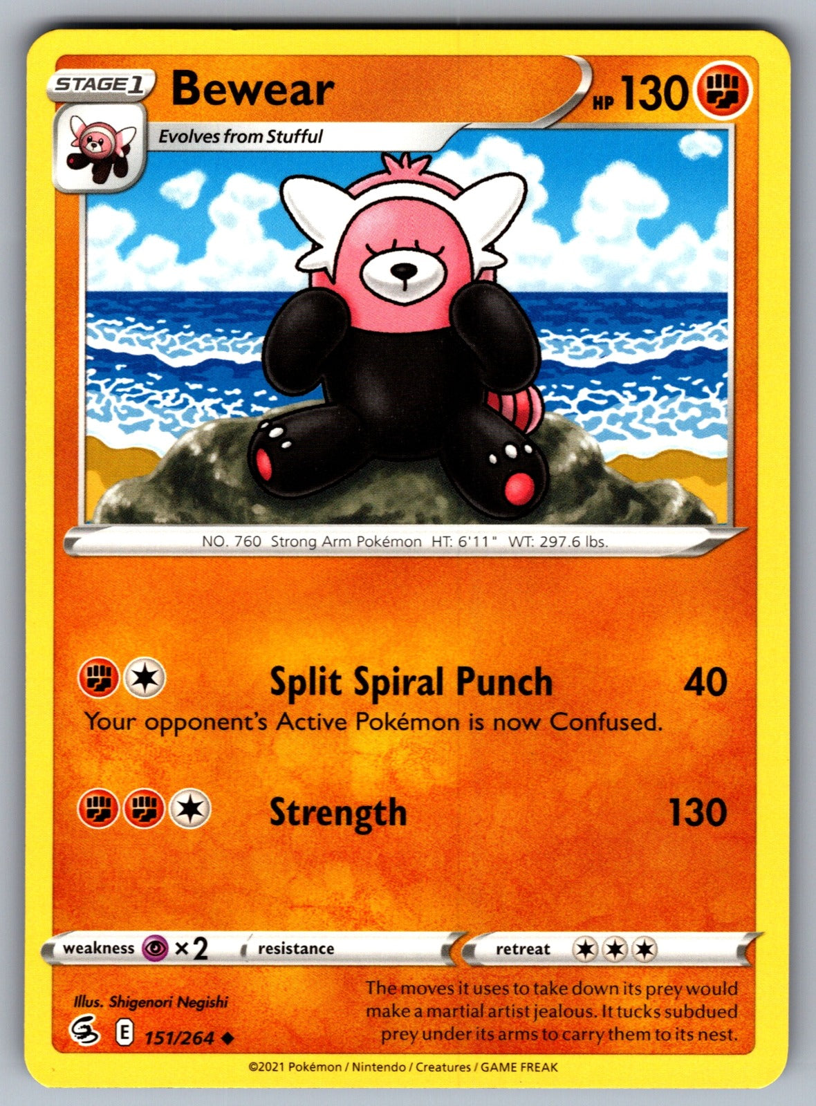 Bewear Uncommon SWSH08: Fusion Strike 151/264 NM 2021