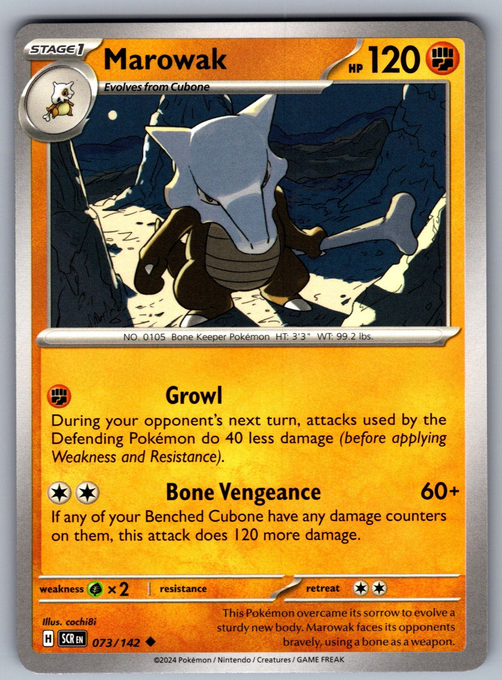Marowak Uncommon SV07: Stellar Crown 073/142 NM 2024