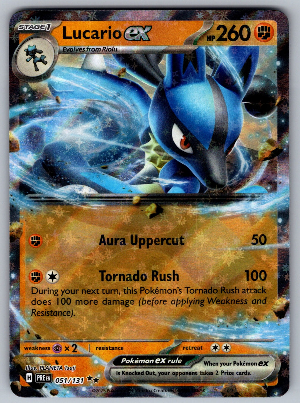 Lucario ex Holo Double Rare SV: Prismatic Evolutions 051/131 NM 2025