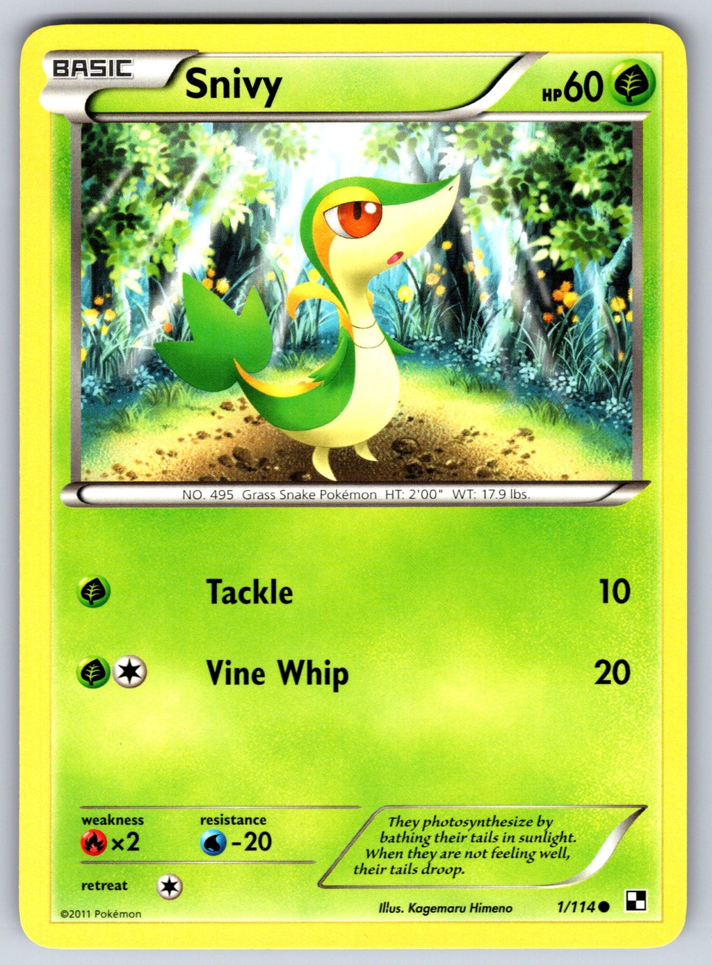 Snivy (1) Common Black and White 1/114 LP 2011