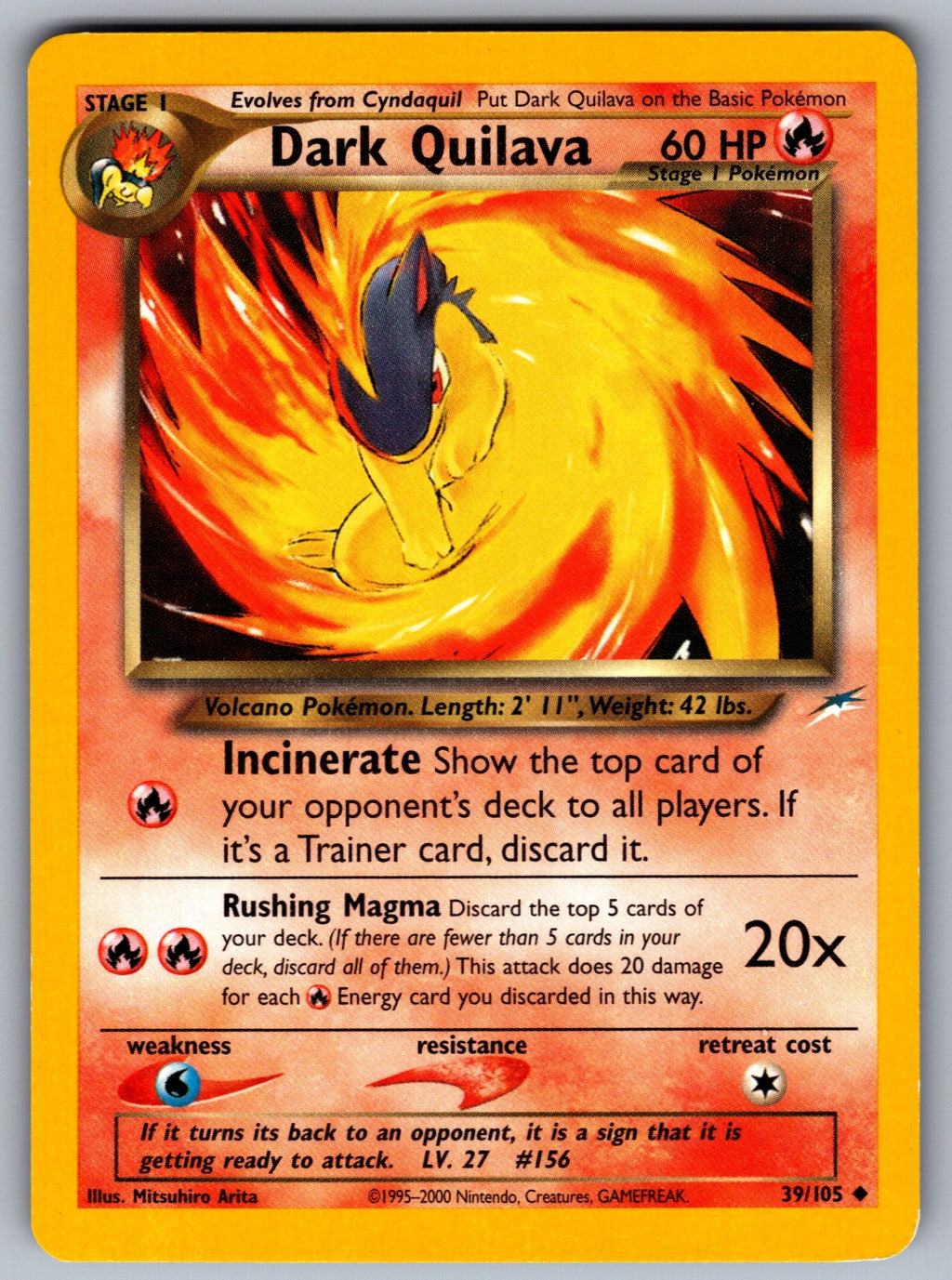 Dark Quilava Unlimited Uncommon Neo Destiny 039/105 NM 20026.00