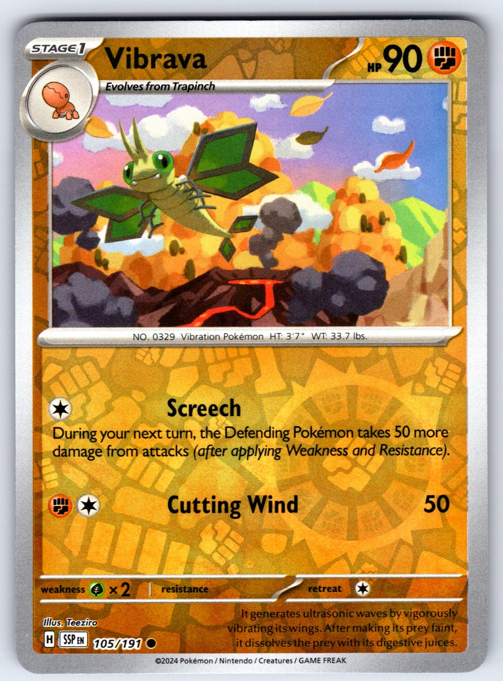 Vibrava Reverse Holo Common SV08: Surging Sparks 105/191 NM 2024