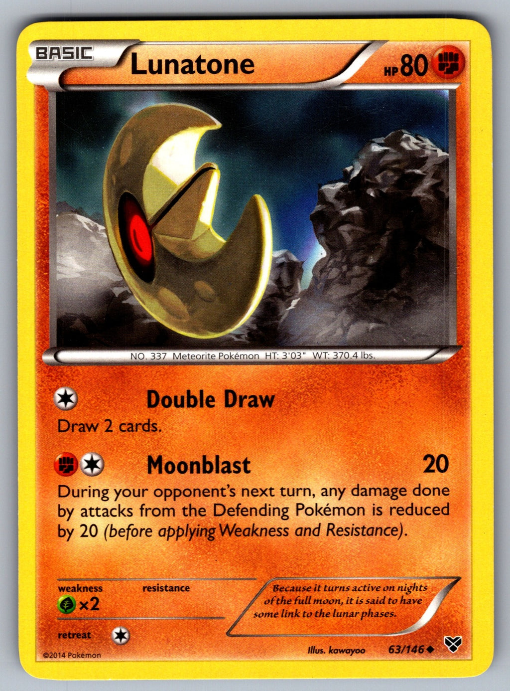 Lunatone Uncommon XY Base Set 63/146 LP 2014