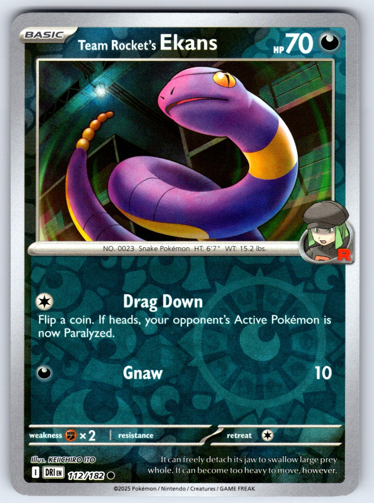 Team Rocket's Ekans Reverse Holo Common SV10: Destined Rivals 112/182 NM 2025