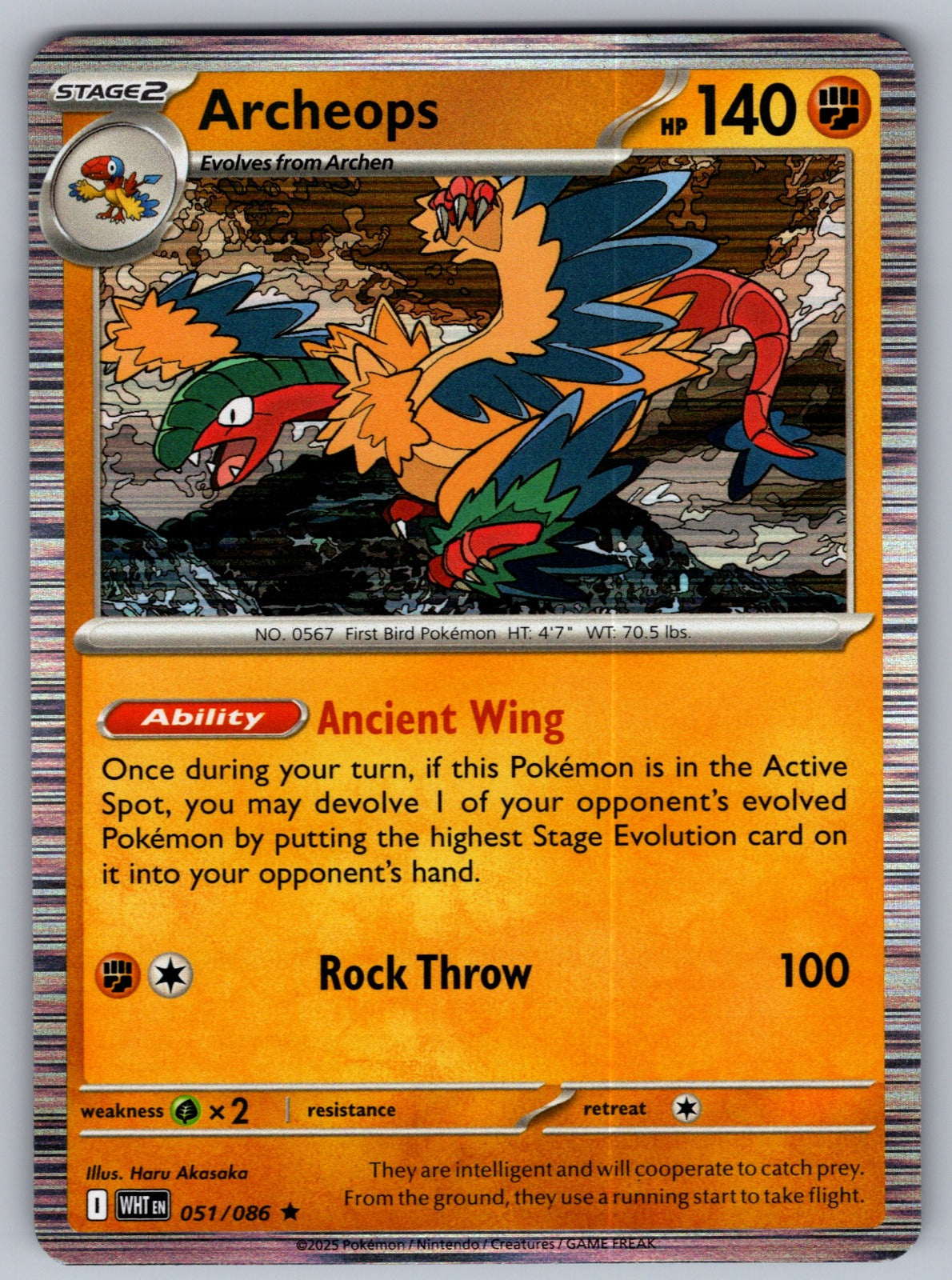 Archeops Holo Rare SV: White Flare 051/086 NM 2025