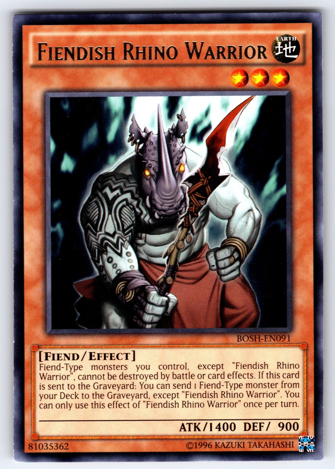 Fiendish Rhino Warrior Unlimited Rare Breakers of Shadow BOSH-EN091 NM 2016