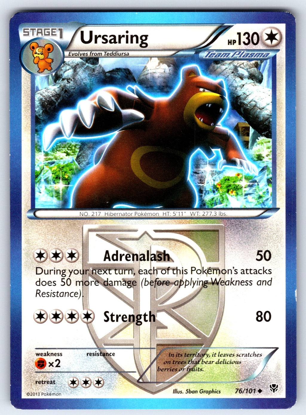 Ursaring (Team Plasma) Uncommon Plasma Blast 76/101 LP 2013
