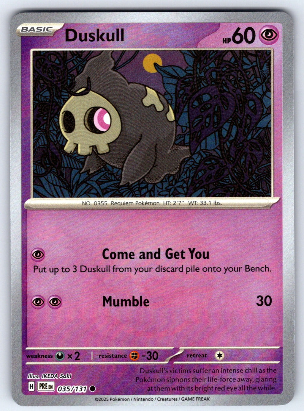Duskull Reverse Holo Common SV: Prismatic Evolutions 035/131 NM 2025