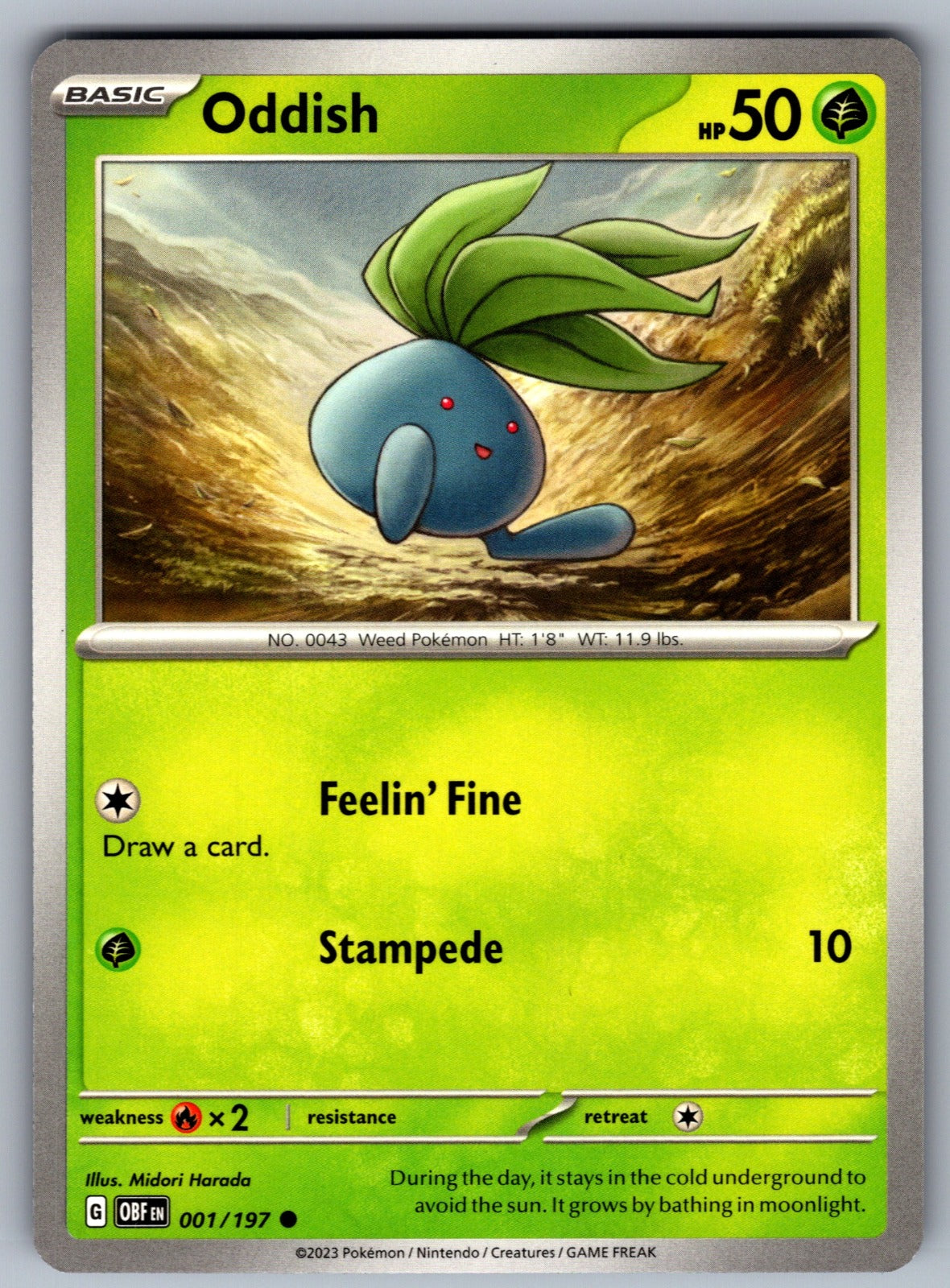 Oddish Common SV03: Obsidian Flames 001/197 NM 2023