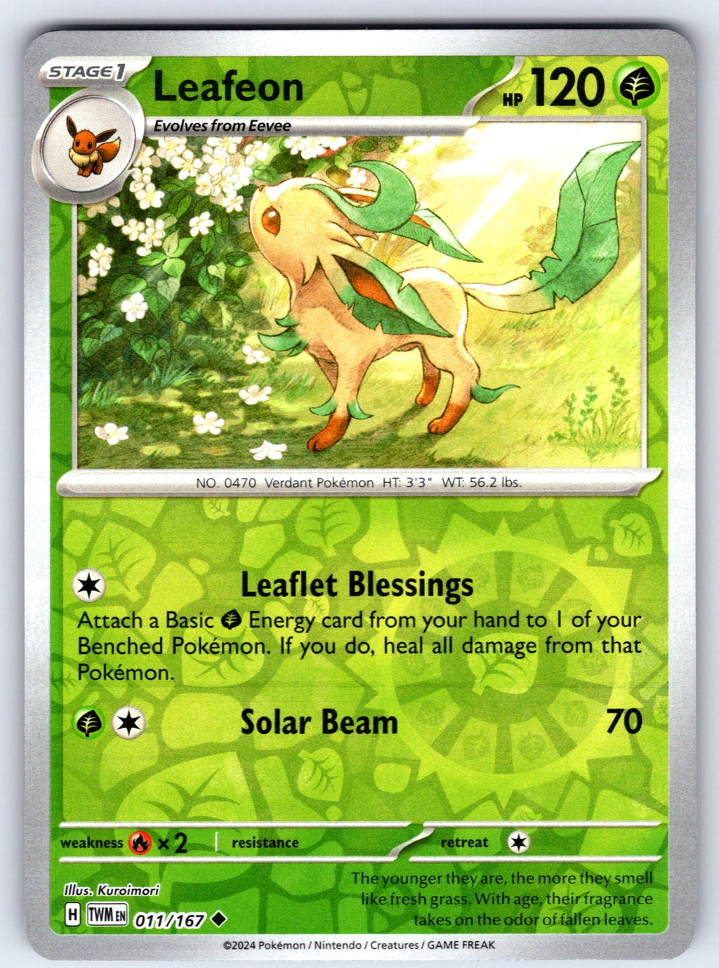 Leafeon Reverse Holo Uncommon SV06: Twilight Masquerade 011/167 NM 2024