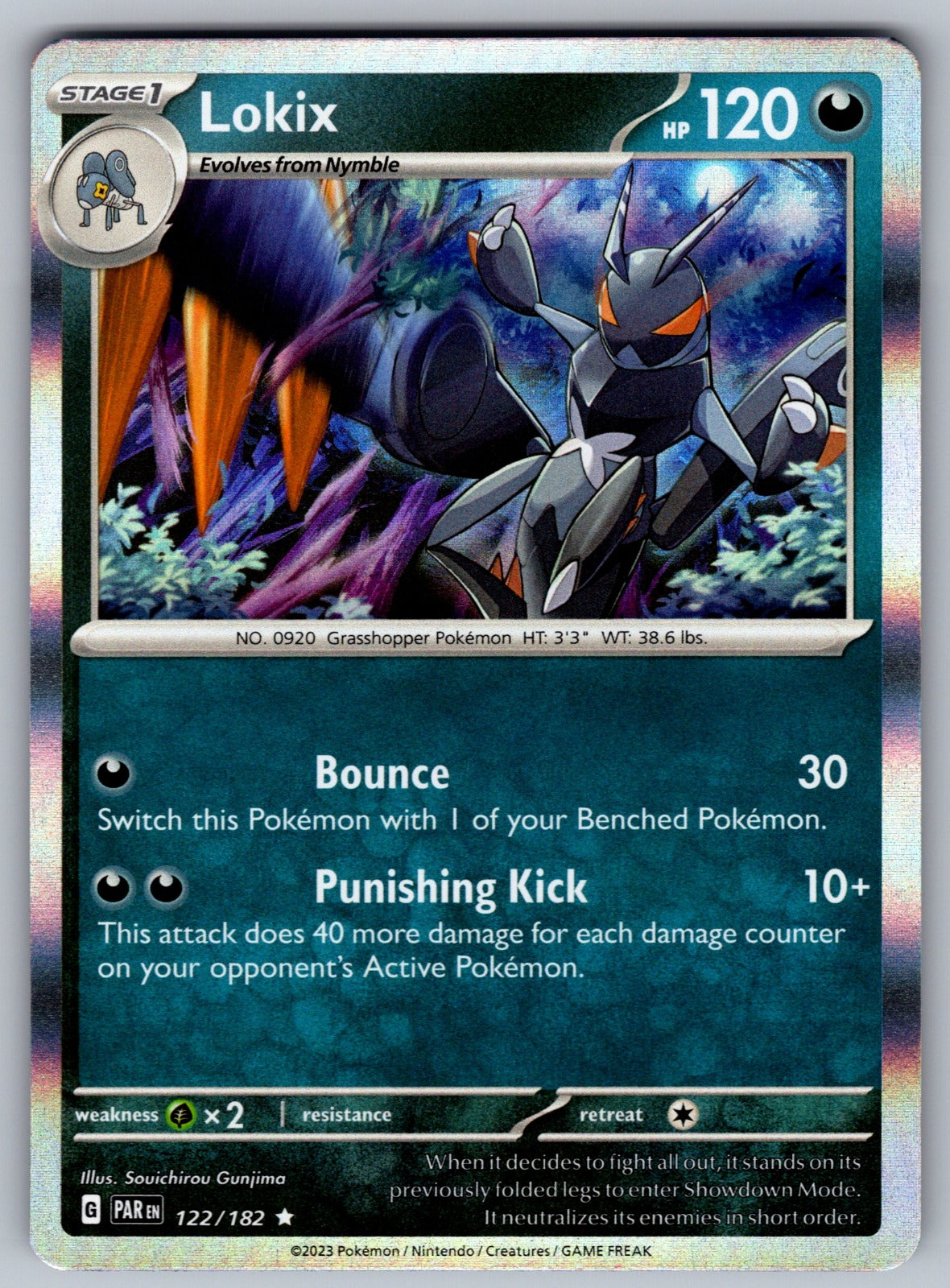 Lokix Holo Rare SV04: Paradox Rift 122/182 NM 2023