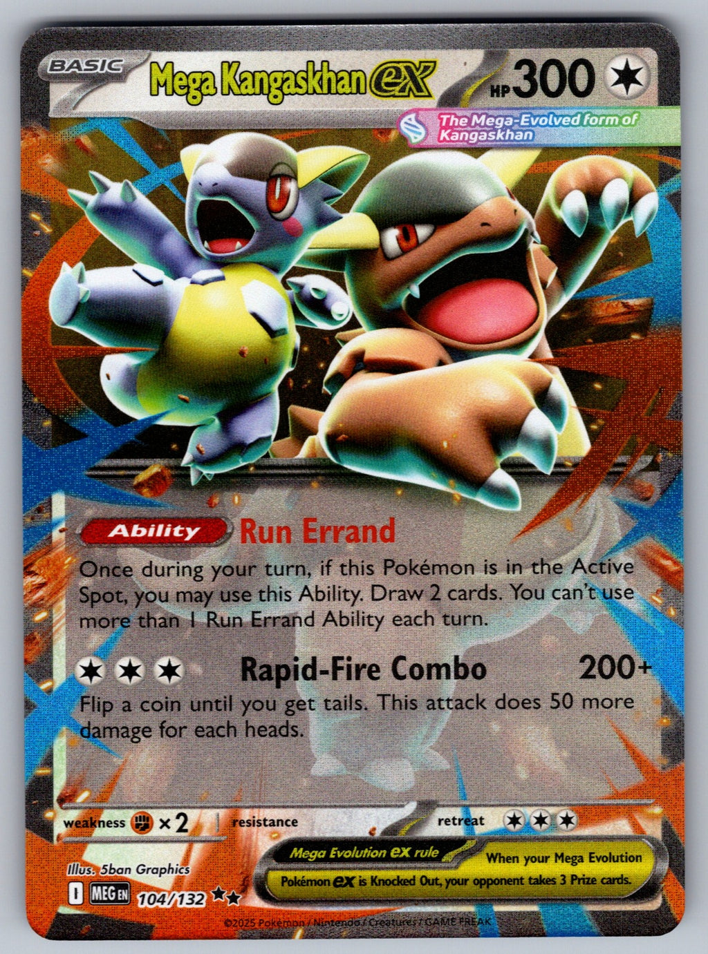 Mega Kangaskhan ex Holo Double Rare ME01: Mega Evolution 104/132 NM 2025