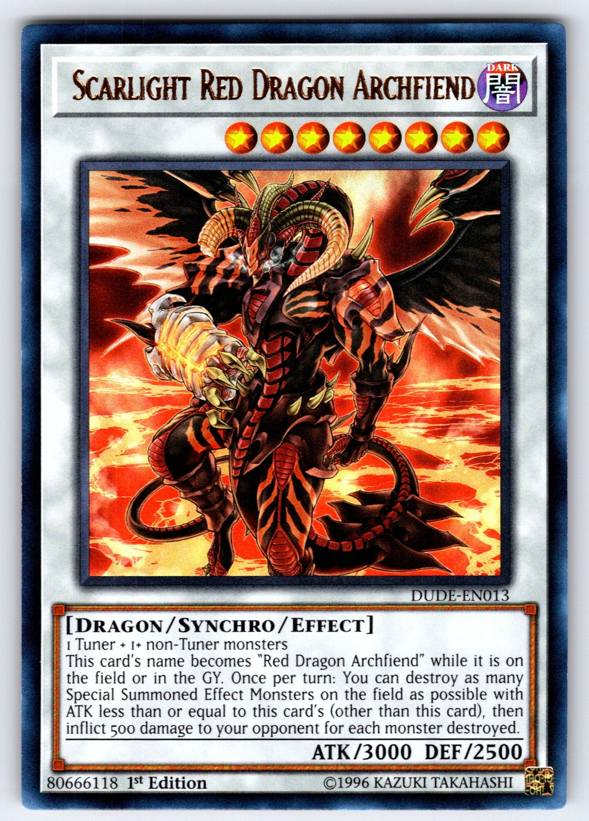 Scarlight Red Dragon Archfiend 1st Edition Ultra Rare Duel Devastator DUDE-EN013