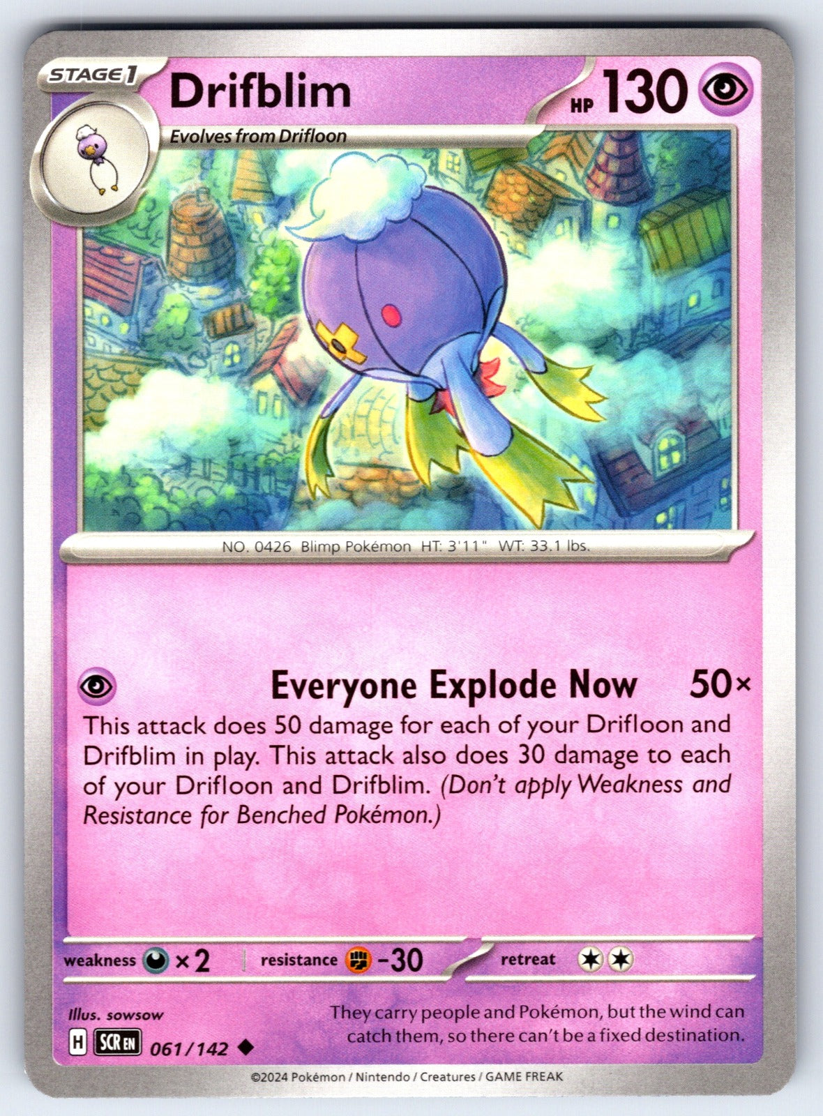 Drifblim Uncommon SV07: Stellar Crown 061/142 LP 2024