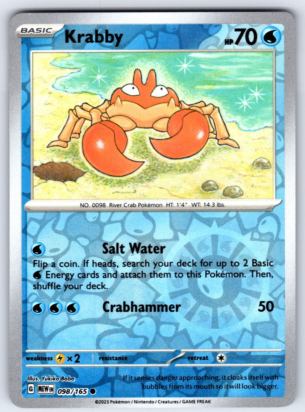 Krabby Reverse Holo Common SV: Scarlet & Violet 151 098/165 NM 2023