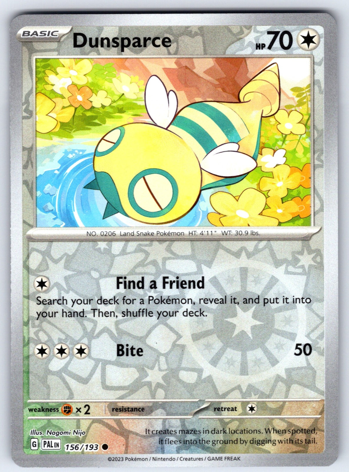 Dunsparce Reverse Holo Common SV02: Paldea Evolved 156/193 NM 2023