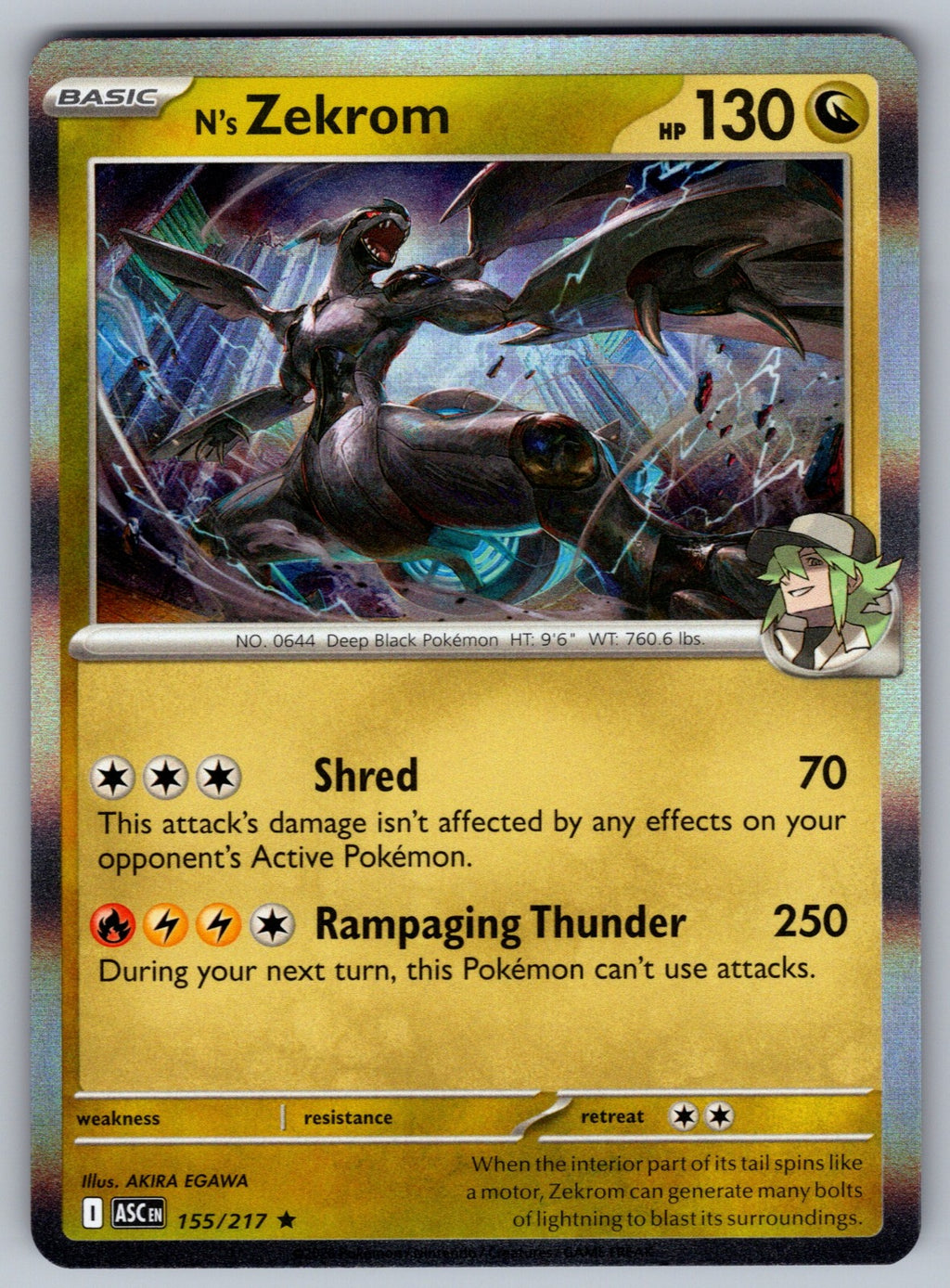 N's Zekrom Holo Rare ME: Ascended Heroes 155/217 NM 2026