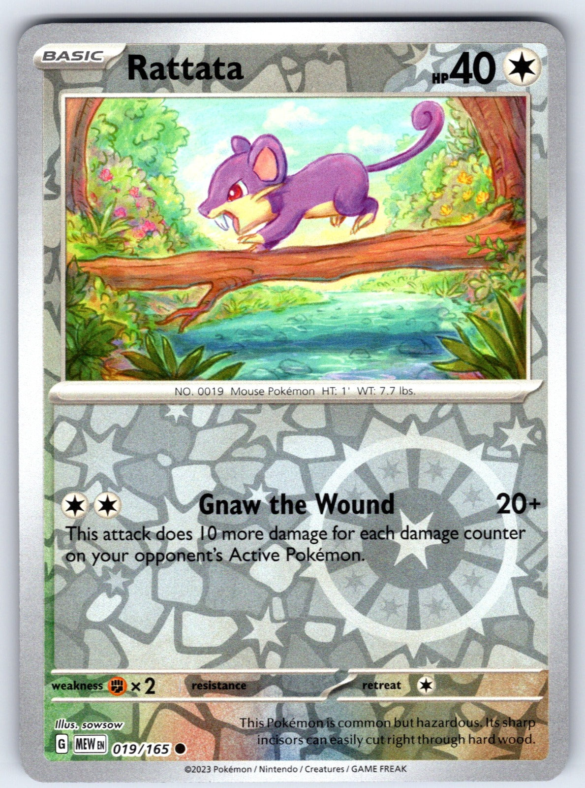 Rattata Reverse Holo Common SV: Scarlet & Violet 151 019/165 NM 2023