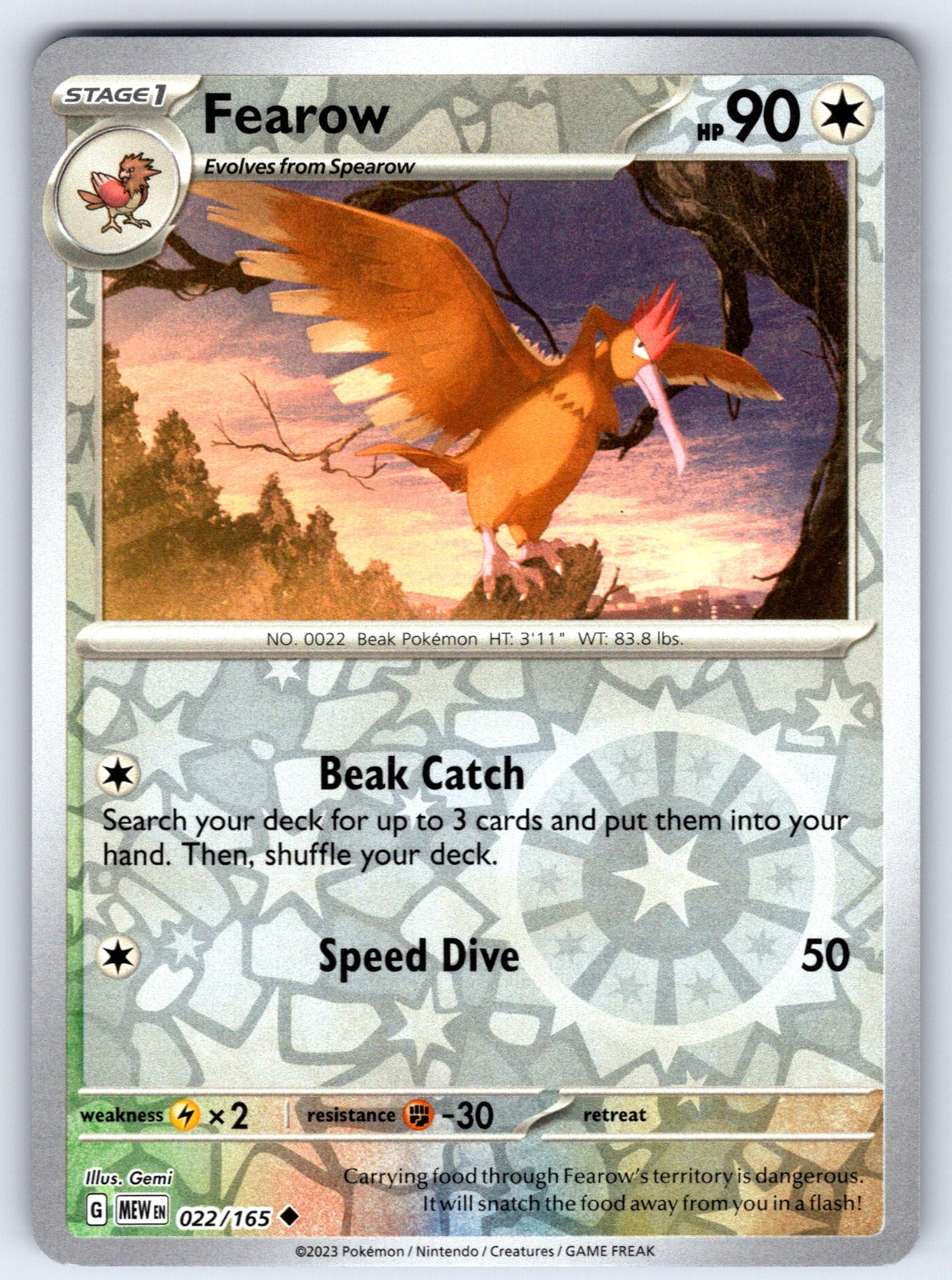Fearow Reverse Holo Uncommon SV: Scarlet & Violet 151 022/165 NM 2023