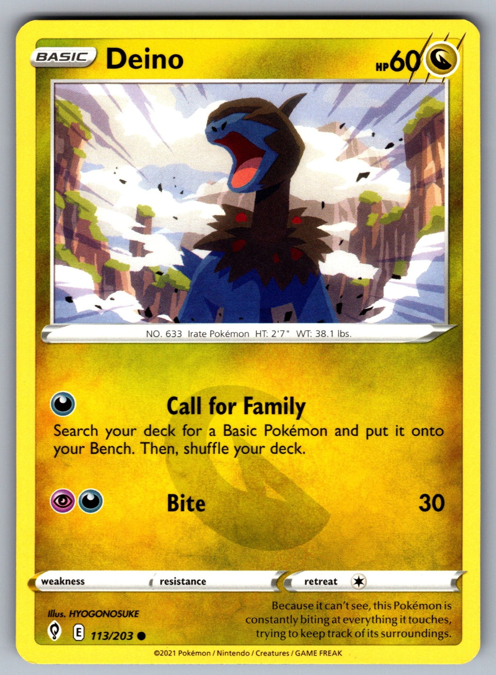 Deino Common SWSH07: Evolving Skies 113/203 NM 2021